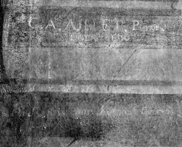 Détail de la signature. © Michel Rosso / Région Bourgogne-Franche-Comté, Inventaire du patrimoine - 2001