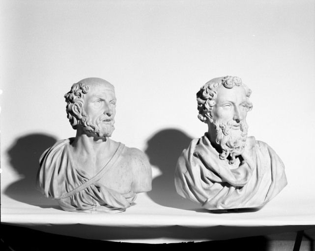 Bustes de saint Pierre et saint Paul, de face. © Michel Rosso / Région Bourgogne-Franche-Comté, Inventaire du patrimoine - 2003