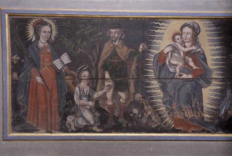 Détail : Vierge à l'Enfant, sainte Reine et saint Roch. © Michel Rosso / Région Bourgogne-Franche-Comté, Inventaire du patrimoine - 2003
