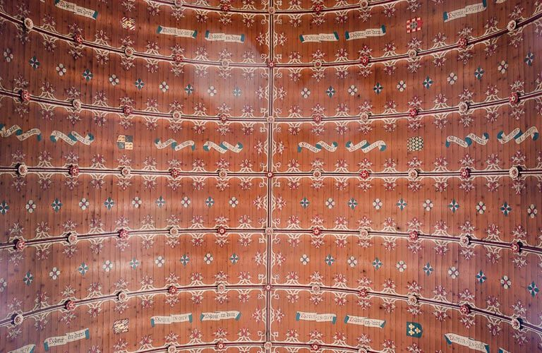 Chapelle : détail du berceau lambrissé. © Michel Thierry / Région Bourgogne-Franche-Comté, Inventaire du patrimoine - 2004