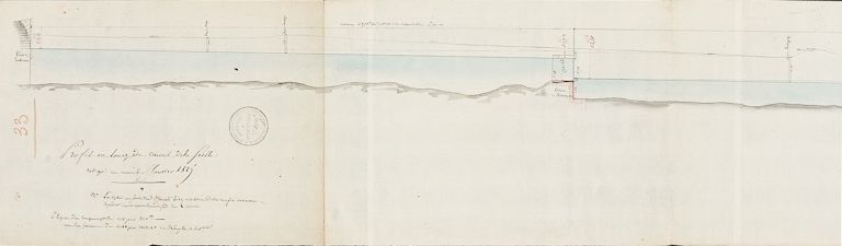 La Seille, profil en long. Daté de 1815. (Archives VNF-direction territoriale Centre-Bourgogne ; subdivision de Montceau-les-Mines) © Jean-Luc  Duthu (reproduction) / Région Bourgogne-Franche-Comté, Inventaire du patrimoine - 2010