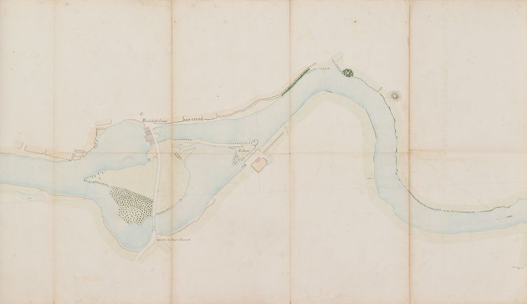 La Seille : profils de Louhans à La Truchère. Détail du site de Loisy avec les deux mottes. 1859 (Archives VNF-direction territoriale Centre-Bourgogne ; subdivision de Montceau-les-Mines) © Jean-Luc  Duthu (reproduction) / Région Bourgogne-Franche-Comté, Inventaire du patrimoine - 2010