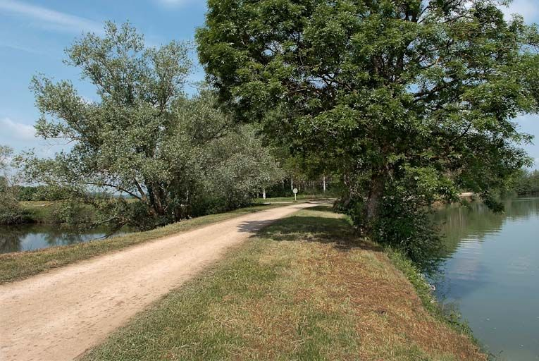 Digue aval coupant la boucle de la Grande Seugnière. © Jean-Luc Duthu / Région Bourgogne-Franche-Comté, Inventaire du patrimoine - 2010