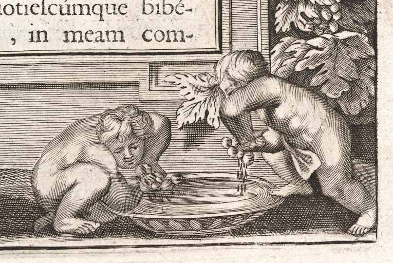 Page 319, détail : enfants pressant le raisin. © Pierre-Marie Barbe-Richaud / Région Bourgogne-Franche-Comté, Inventaire du patrimoine - 2011