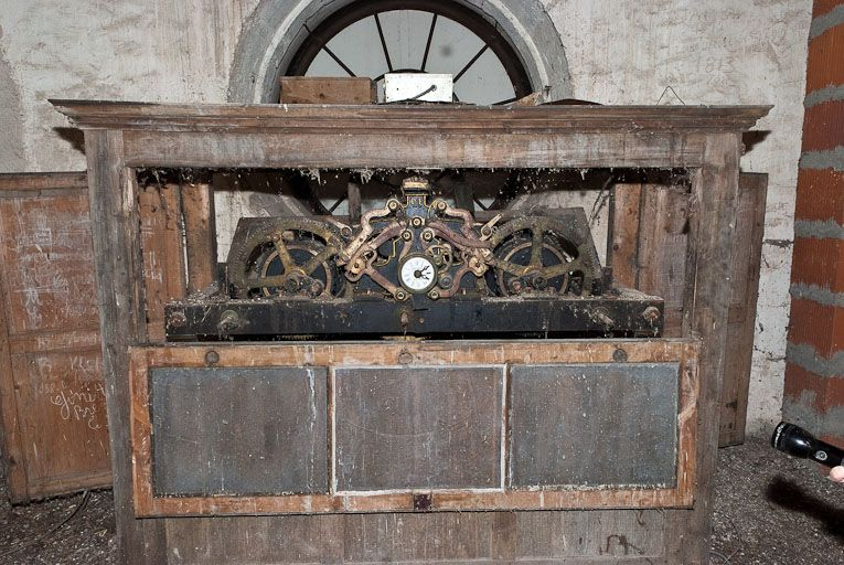 Mécanisme d'horloge : vue d'ensemble. © Pierre-Marie Barbe-Richaud / Région Bourgogne-Franche-Comté, Inventaire du patrimoine - 2011