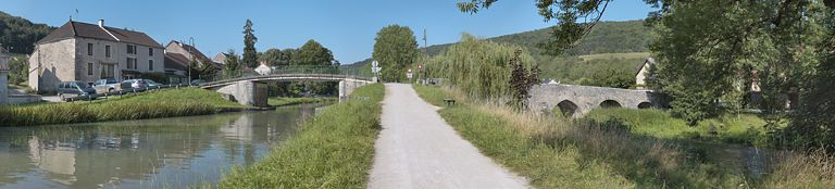 Pont sur canal et pont sur l'Ouche vus de l'aval. © Thierry Kuntz / Région Bourgogne-Franche-Comté, Inventaire du patrimoine - 2012