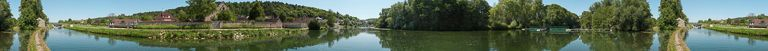 Panorama de la râcle de Mailly-la-Ville avec le barrage sur l'Yonne. © Pierre-Marie Barbe-Richaud / Région Bourgogne-Franche-Comté, Inventaire du patrimoine - 2013