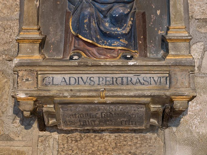 Vue du cartouche contenant la mention des commanditaires. © Pierre-Marie Barbe-Richaud / Région Bourgogne-Franche-Comté, Inventaire du patrimoine - 2015