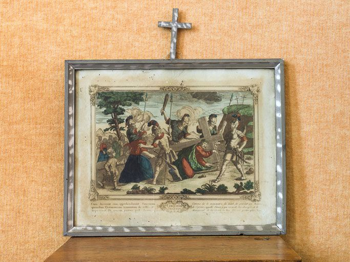 Cinquième station : Simon le Cyrénéen aide Jésus à porter sa croix. © Pierre-Marie Barbe-Richaud / Région Bourgogne-Franche-Comté, Inventaire du patrimoine - 2015