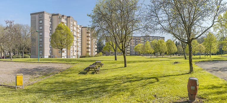Vue générale de la Cité Harfleur en direction du sud. © Thierry Kuntz / Région Bourgogne-Franche-Comté, Inventaire du patrimoine - 2017