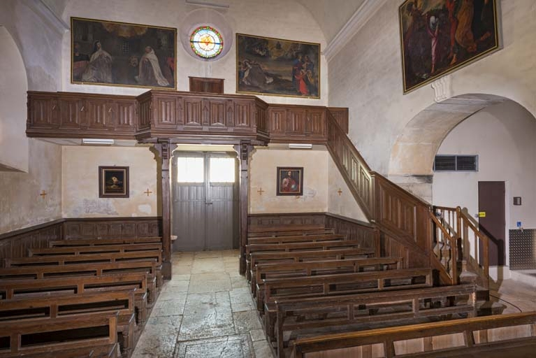 Vue d'ensemble depuis le choeur : la tribune. © Pierre-Marie Barbe-Richaud / Région Bourgogne-Franche-Comté, Inventaire du patrimoine - 2018