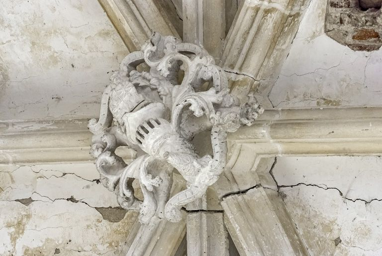 Intérieur de la chapelle : clef de voûtes. © Thierry Kuntz / Région Bourgogne-Franche-Comté, Inventaire du patrimoine - 2018