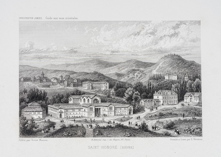 Vue à vol d'oiseau de l'établissement thermal projeté dans les années 1850. © Pierre-Marie Barbe-Richaud / Région Bourgogne-Franche-Comté, Inventaire du patrimoine - 2019 Vue à vol d'oiseau de l'établissement thermal projeté dans les années 1850. © Pierre-Marie Barbe-Richaud / Région Bourgogne-Franche-Comté, Inventaire du patrimoine - 2019