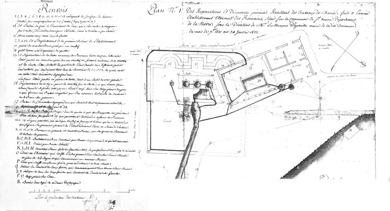 Plan du premier établissement thermal après les travaux des années 1810. © Pierre-Marie Barbe-Richaud / Région Bourgogne-Franche-Comté, Inventaire du patrimoine - 2019 Plan du premier établissement thermal après les travaux des années 1810. © Pierre-Marie Barbe-Richaud / Région Bourgogne-Franche-Comté, Inventaire du patrimoine - 2019