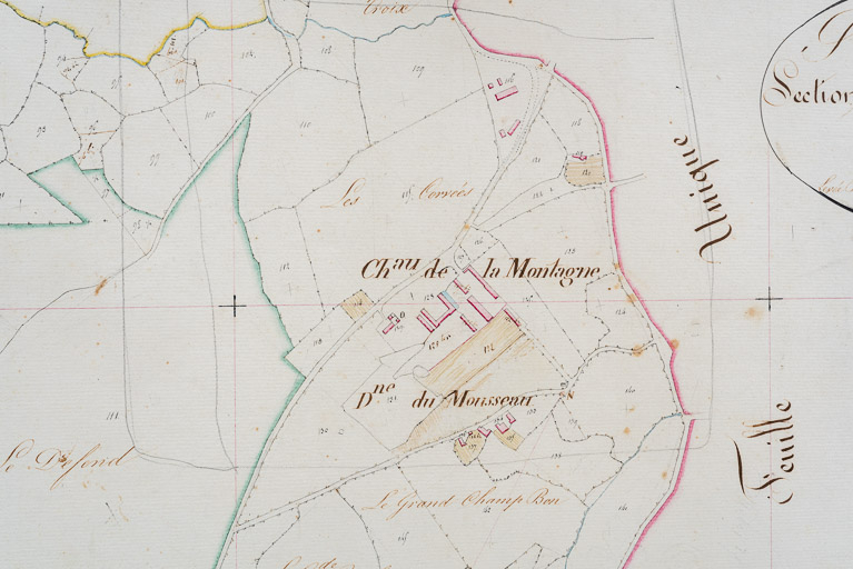 Situation du château et de ses dépendances dans le plan du cadastre ancien dit napoléonien (1832). © Fabien Dufoulon / Archives départementales de la Nièvre - 2020 Situation du château et de ses dépendances dans le plan du cadastre ancien dit napoléonien (1832). © Fabien Dufoulon / Archives départementales de la Nièvre - 2020