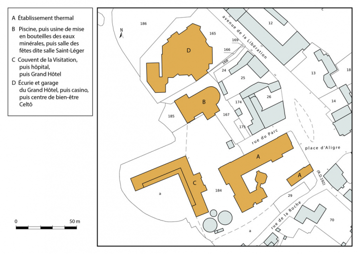 établissement thermal hôtel de voyageurs piscine usine de mise en bouteilles des eaux minérales salle des fêtes © Pierre-Marie Barbe-Richaud / Région Bourgogne-Franche-Comté, Inventaire du patrimoine - 2022  établissement thermal hôtel de voyageurs piscine usine de mise en bouteilles des eaux minérales salle des fêtes © Pierre-Marie Barbe-Richaud / Région Bourgogne-Franche-Comté, Inventaire du patrimoine - 2022