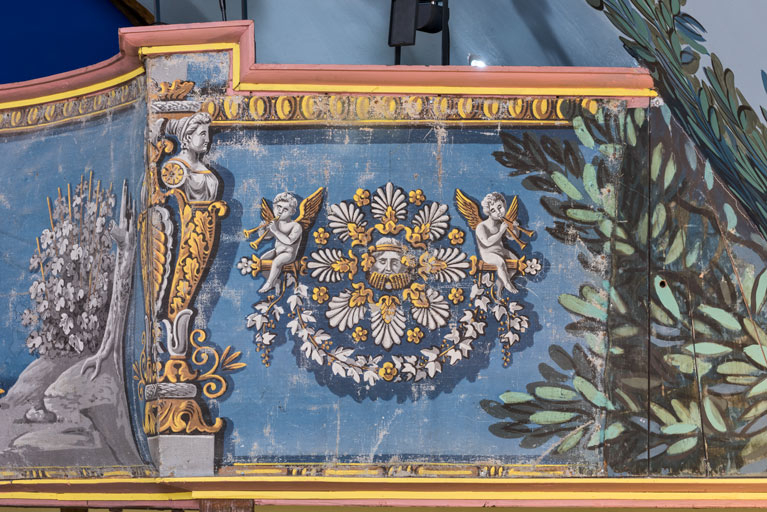 théâtre peinture monumentale © Pierre-Marie Barbe-Richaud / Région Bourgogne-Franche-Comté, Inventaire du patrimoine - 2023  théâtre peinture monumentale © Pierre-Marie Barbe-Richaud / Région Bourgogne-Franche-Comté, Inventaire du patrimoine - 2023