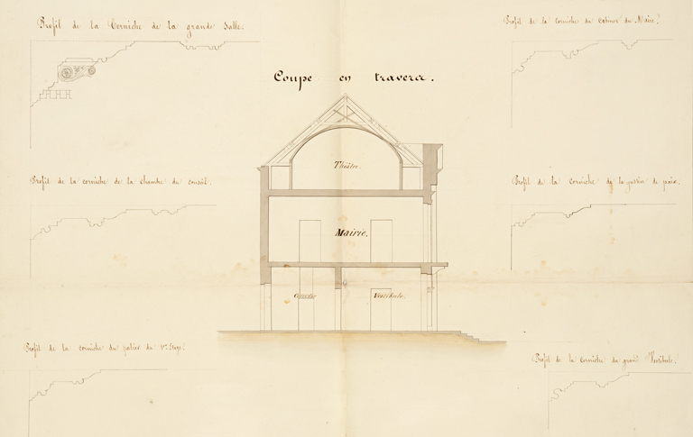mairie théâtre © Pierre-Marie Barbe-Richaud / Région Bourgogne-Franche-Comté, Inventaire du patrimoine - 2023  mairie théâtre © Pierre-Marie Barbe-Richaud / Région Bourgogne-Franche-Comté, Inventaire du patrimoine - 2023