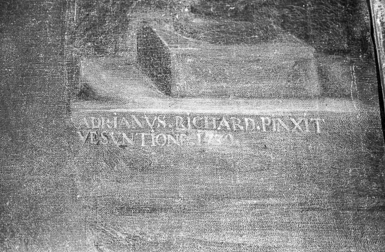 Détail : date et signature. © Yves Sancey / Région Bourgogne-Franche-Comté, Inventaire du patrimoine - 1974