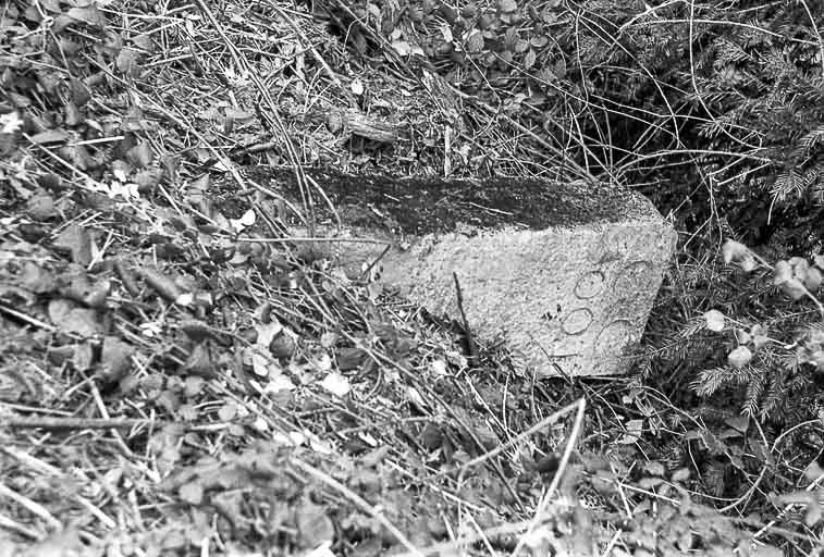 Borne en pierre du 18e siècle ou du début du 19e siècle avec inscription. © Guy Forestier / Région Bourgogne-Franche-Comté, Inventaire du patrimoine - 1974