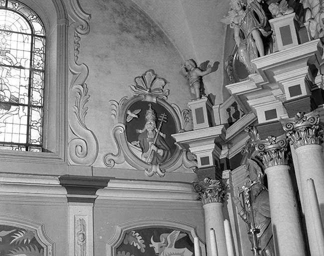 Les Docteurs de l'Eglise : saint Grégoire (mur nord du choeur). © Yves Sancey / Région Bourgogne-Franche-Comté, Inventaire du patrimoine - 1975