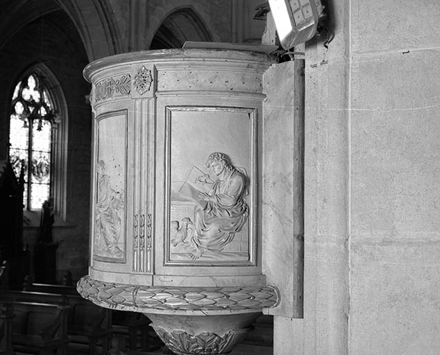 Détail : cuve, 4ème panneau, saint Jean. © Yves Sancey / Région Bourgogne-Franche-Comté, Inventaire du patrimoine - 1975