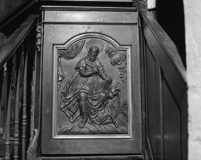 Détail, panneau : saint Luc. © Yves Sancey / Région Bourgogne-Franche-Comté, Inventaire du patrimoine - 1975