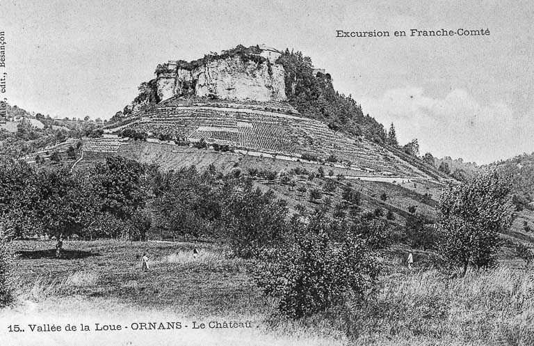 Excursion en Franche-Comté. Vallée de la Loue - Ornans - Le château, limite 19e siècle 20e siècle. © Dominique  Dominguez (reproduction) / Région Bourgogne-Franche-Comté, Inventaire du patrimoine - 1977