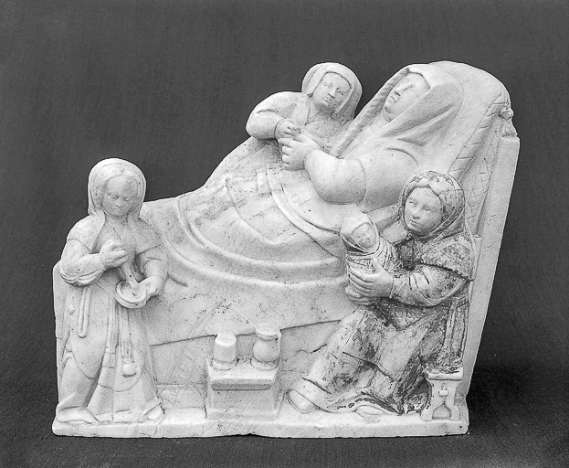 Détail : la naissance de la Vierge, de face. © Yves Sancey / Région Bourgogne-Franche-Comté, Inventaire du patrimoine - 1977