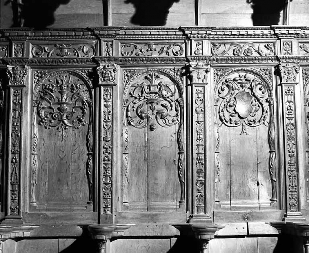 Panneaux 9, 10 et 11 des stalles nord. © Yves Sancey / Région Bourgogne-Franche-Comté, Inventaire du patrimoine - 1978