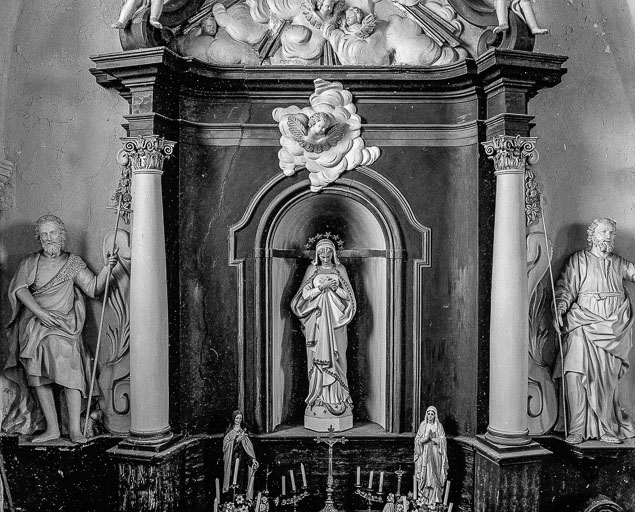 Détail de l'autel retable latéral gauche. © Yves Sancey / Région Bourgogne-Franche-Comté, Inventaire du patrimoine - 1978