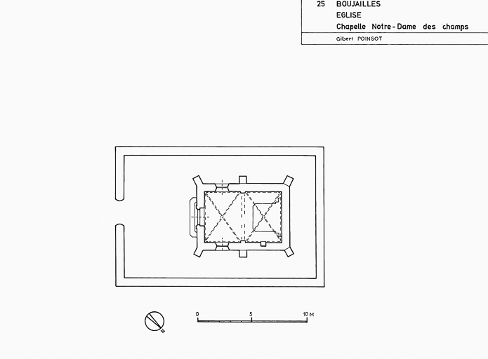 Plan au sol : relevé-croquis par Gilbert Poinsot, 1975. © Dominique et Sancey Dominguez / Région Bourgogne-Franche-Comté, Inventaire du patrimoine - 1979