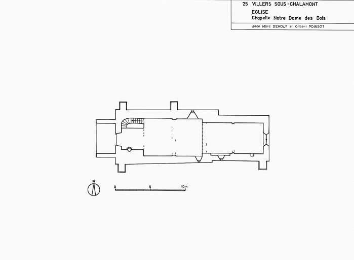 Plan au sol par Gilbert Poinsot et J.-M. Demoly, 1975. © Dominique et Sancey Dominguez / Région Bourgogne-Franche-Comté, Inventaire du patrimoine - 1979