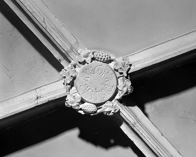 Intérieur : 1ère travée du collatéral droit, clef annulaire de la chapelle de la Vierge. © Yves Sancey / Région Bourgogne-Franche-Comté, Inventaire du patrimoine - 1979