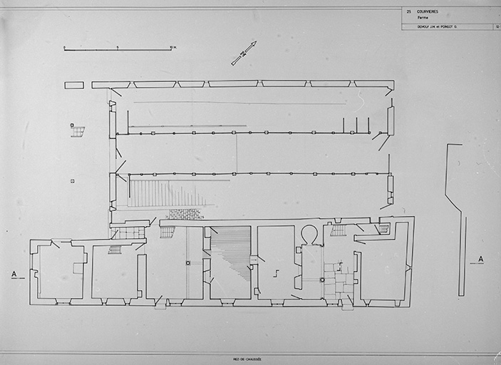 Plan au sol d'une ferme.. © Yves Sancey / Région Bourgogne-Franche-Comté, Inventaire du patrimoine - 1980