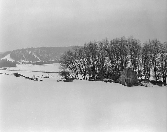 Ruine d'une ferme située au lieudit Les Cerclevaux : vue d'ensemble. © Dominique Dominguez / Région Bourgogne-Franche-Comté, Inventaire du patrimoine - 1980