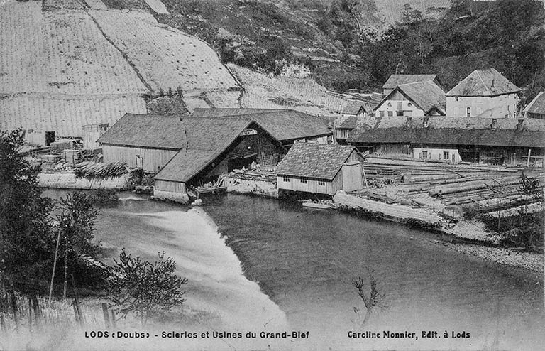 Lods (Doubs) - Scieries et Usines du Grand Bief, 1er quart 20e siècle. © Yves  Sancey (reproduction) / Région Bourgogne-Franche-Comté, Inventaire du patrimoine - 1980 Lods (Doubs) - Scieries et Usines du Grand Bief, 1er quart 20e siècle. © Yves  Sancey (reproduction) / Région Bourgogne-Franche-Comté, Inventaire du patrimoine - 1980
