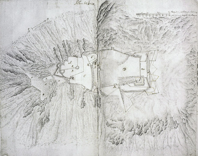 Plan du château de Joux (double page), tiré de l'Atlas 106. © Yves Sancey / Région Bourgogne-Franche-Comté, Inventaire du patrimoine - 1980