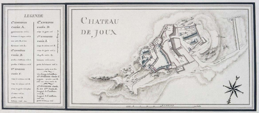 Plan du château de Joux, 1768. © Yves Sancey / Région Bourgogne-Franche-Comté, Inventaire du patrimoine - 1980