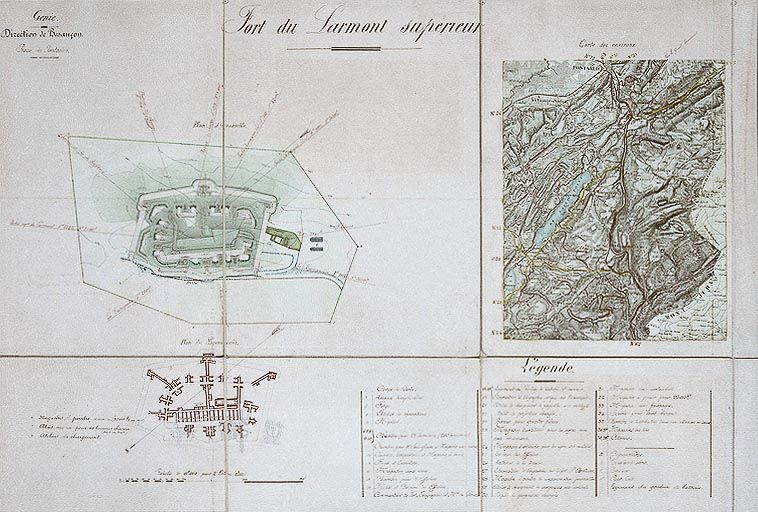 Plan du fort du Larmot supérieur, 1881. (article 8 section 2). © Yves Sancey / Région Bourgogne-Franche-Comté, Inventaire du patrimoine - 1980
