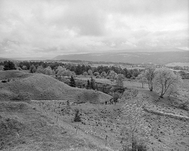 Vue éloignée sur les superstructures du fort et le fossé. © Yves Sancey / Région Bourgogne-Franche-Comté, Inventaire du patrimoine - 1980