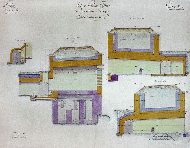 Caserne basse, vue en coupe. © Schwartz / Région Bourgogne-Franche-Comté, Inventaire du patrimoine - 1980