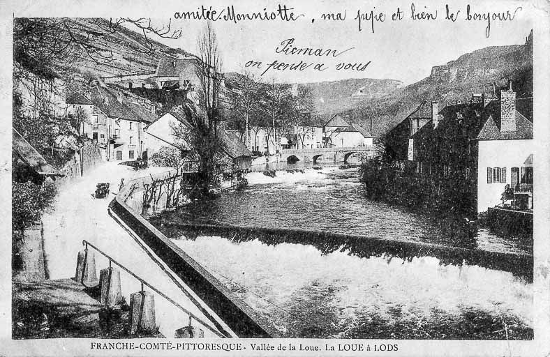 Franche-Comté-Pittoresque - Vallée de la Loue. La Loue à Lods, limite 19e siècle 20e siècle. © Dominique  Dominguez (reproduction) / Région Bourgogne-Franche-Comté, Inventaire du patrimoine - 1980