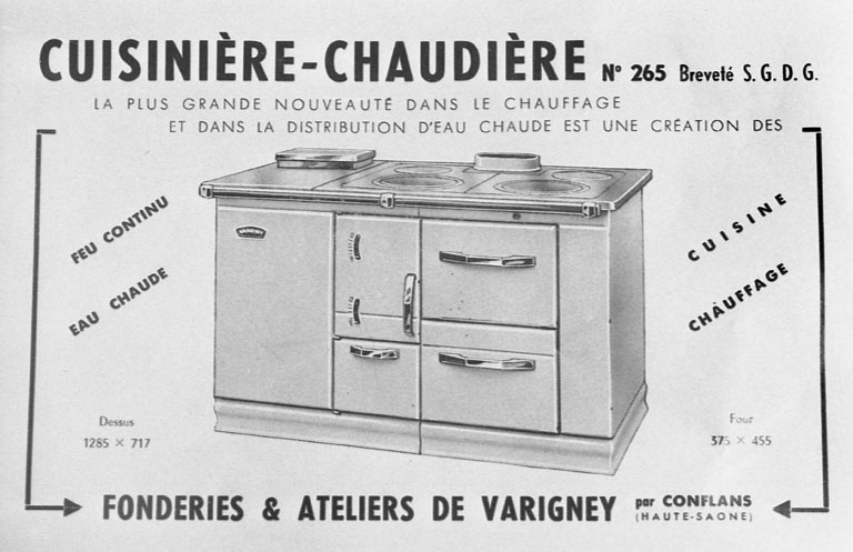 Catalogue des productions : cuisinière-chaudière. © Bernard Lardière / Région Bourgogne-Franche-Comté, Inventaire du patrimoine - 1980