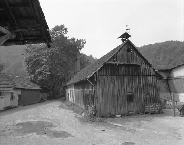 Pignon de l'atelier de menuiserie en 1981. © Yves Sancey / Région Bourgogne-Franche-Comté, Inventaire du patrimoine - 1981