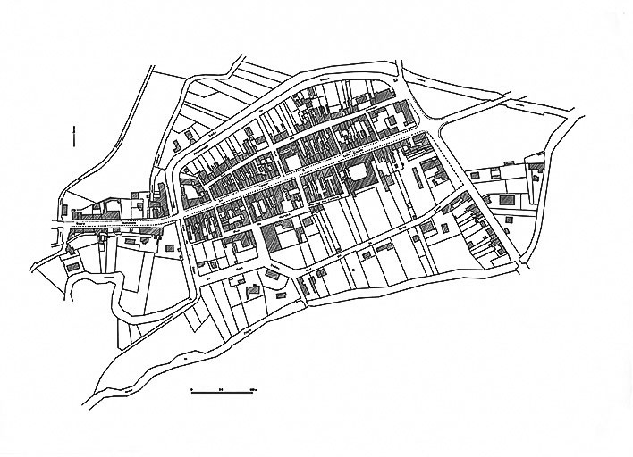 Dessin d'après le cadastre actuel. © Dominique Dominguez / Région Bourgogne-Franche-Comté, Inventaire du patrimoine - 1981