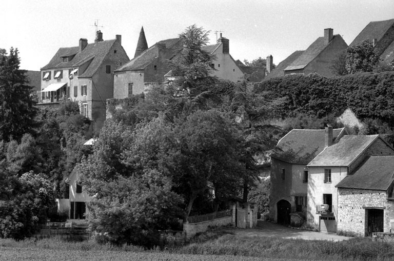 Maisons donnant sur l'Ognon (dernières maisons de la rue des Tanneurs et maisons donnant sur la rue des Châteaux). © Bernard Lardière / Région Bourgogne-Franche-Comté, Inventaire du patrimoine - 1981