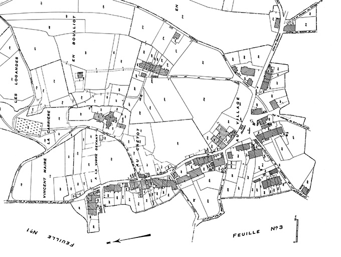 Cadastre : 1952, section unique (2e feuille). © Yves Sancey / Région Bourgogne-Franche-Comté, Inventaire du patrimoine - 1982