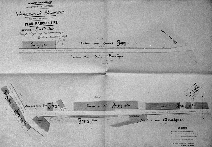 Plan-masse de la fonderie [extrait du plan parcellaire]. © Yves Sancey / Région Bourgogne-Franche-Comté, Inventaire du patrimoine - 1982