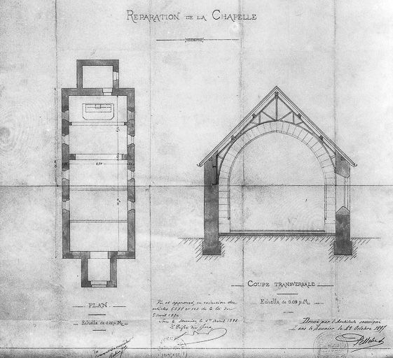 Plan et coupe transversale. © Yves Sancey / Région Bourgogne-Franche-Comté, Inventaire du patrimoine - 1983